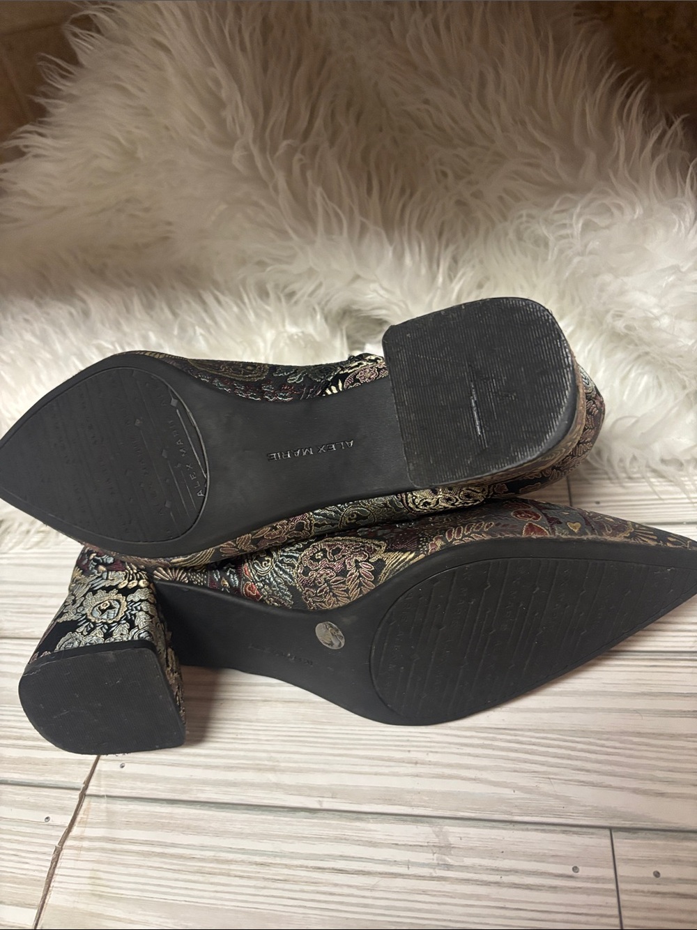 Alex Marie Tionna Metallic Floral Ankle Booties Shoes Block Heel Women’s Sz 8.5 - Picture 7 of 8